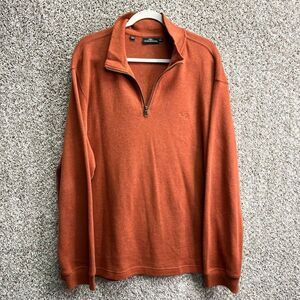 Rodd & Gunn Sweater Men’s 3XL Orange 100% Australian Cotton Pullover Neck Zip